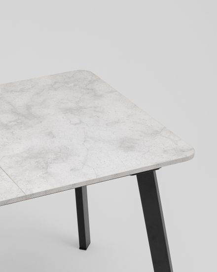 Стол Batu new 120-160/80/76 столешница ЛМДФ ароза светлая подстолье металл черный