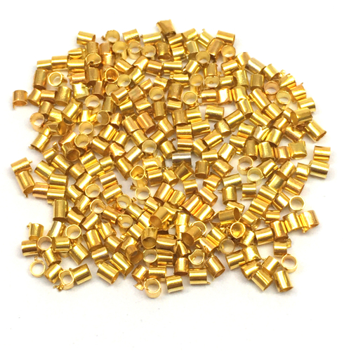 Бусины обжимные цилиндр 2 мм (3 гр), под золото