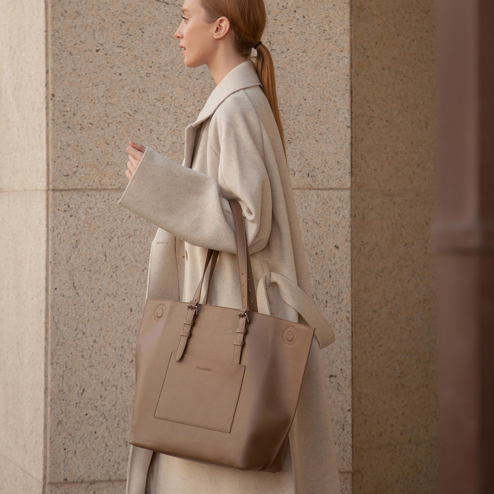 Сумка Shopper Vintage из кожи теленка, цвета кофе