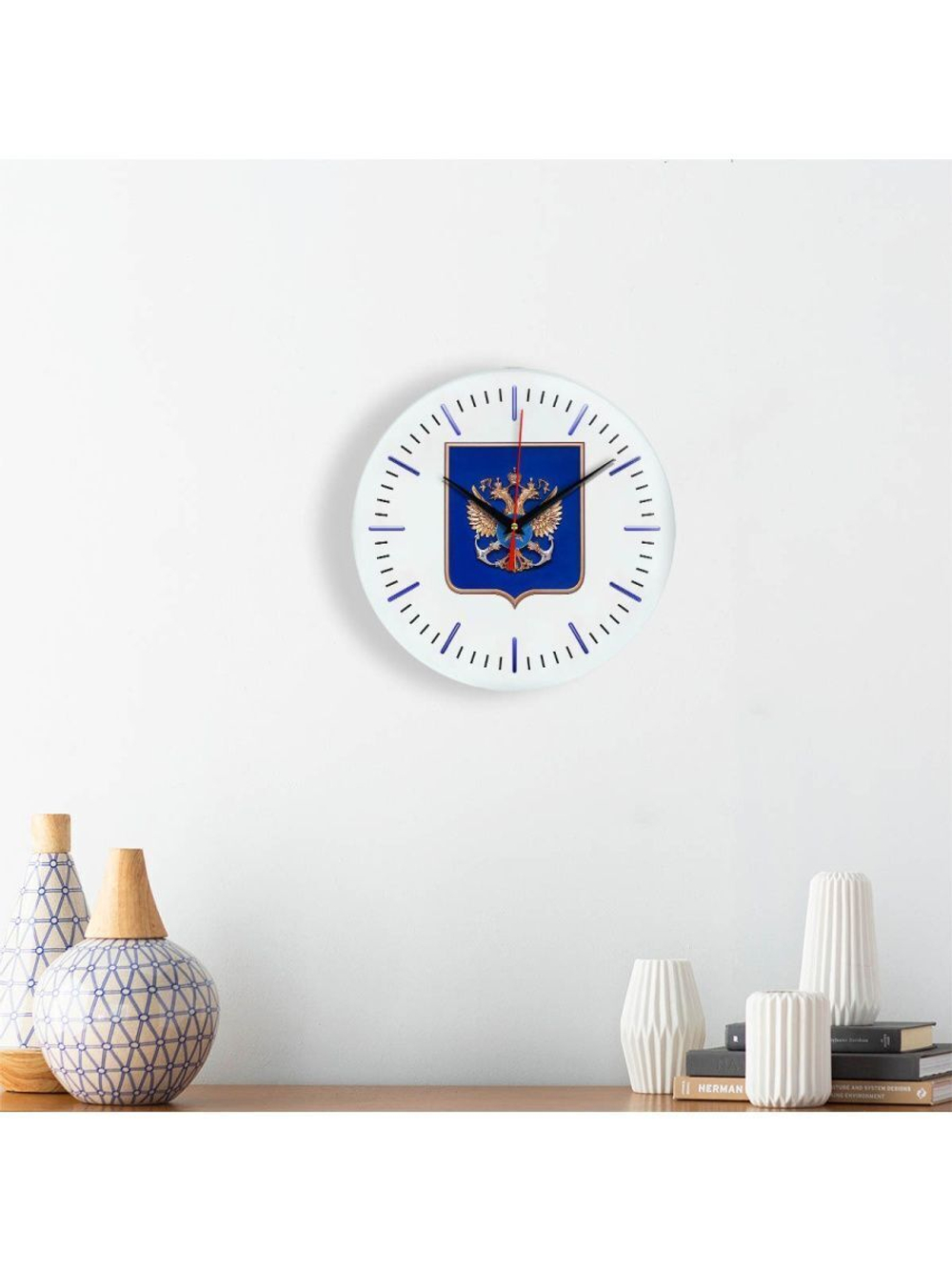 Настенные часы "герб Росрыболовства 02 52" Декор для дома, подарок
