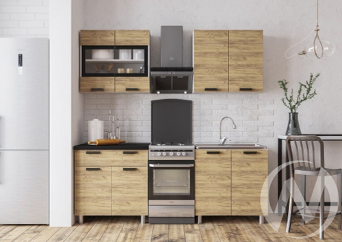 Кухня Крафт 1;6 (крафт/черный янтарь)