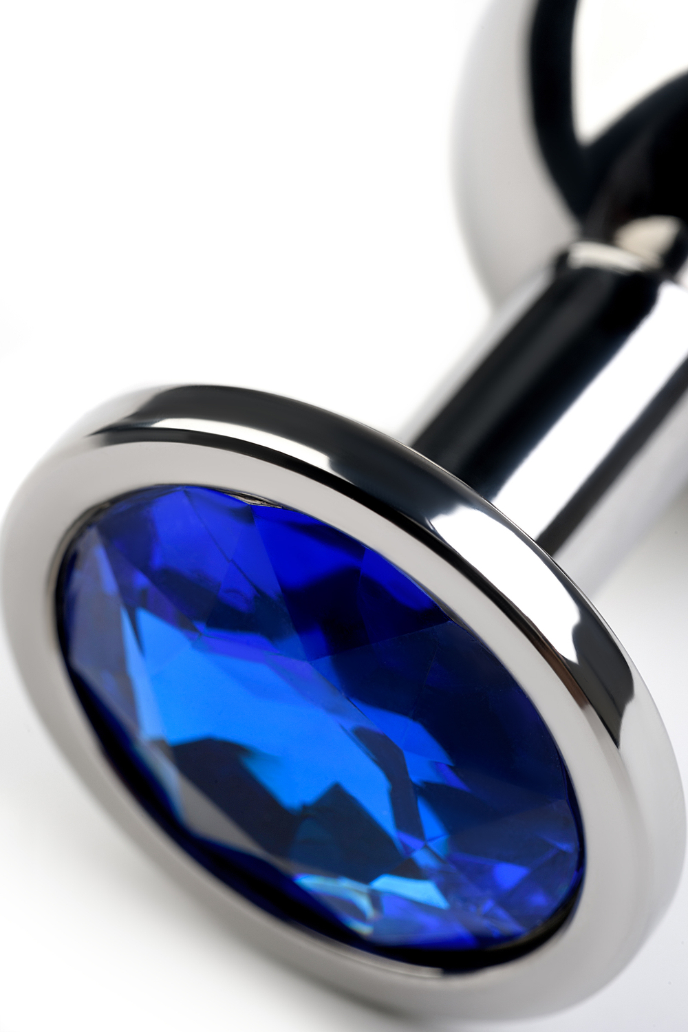 Анальная втулка с кристаллом Medium синий 8 см