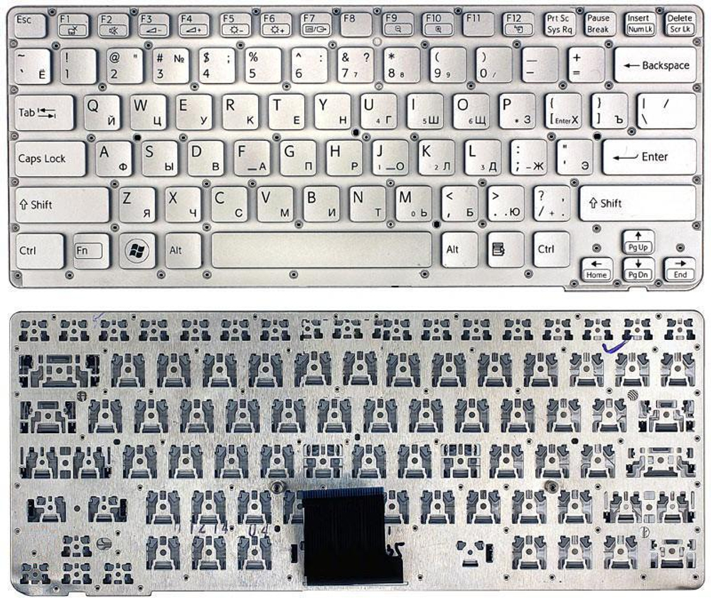 Клавиатура для ноутбука Sony Vaio VPC-CA VPCCA VPCSA VPC-SA серебристая