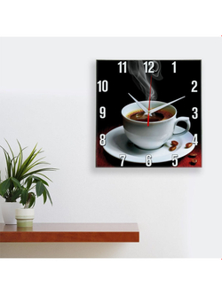 Часы настенные бесшумные большие на кухню Чашечка кофе "Часовой завод ИДЕАЛ", часы кухонные настенные интерьерные