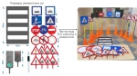 Набор автогородка с облегченными стойками (18 знаков, 2 светофора, 1 жезл, 1 пешеходная дорожка, 10 стоек) (МИНИ)