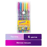 Ручки гелевые ЮНЛАНДИЯ, НАБОР 6 ЦВЕТОВ, ПАСТЕЛЬ, корпус с печатью, узел 0,7 мм, линия письма 0,5 мм, 142803