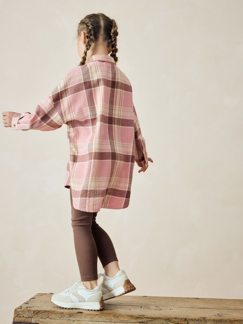 Рубашка и легинсы в комплекте для девочки Next K84-242, Розовый, Коричневый