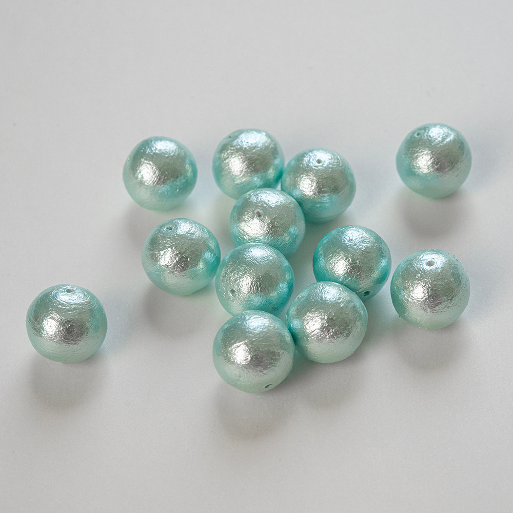 Хлопковый жемчуг, оттенок "Aqua", шар 16мм, сквозное отверстие