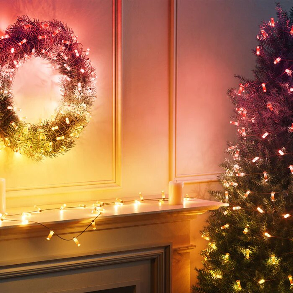Гирлянда Twinkly Candies Candles 100 диодов, 7 мм в форме свечи, RGB, расстояние между лампами 6 см, прозрачный провод, BT+WiFi, IP20, питание от USB-C