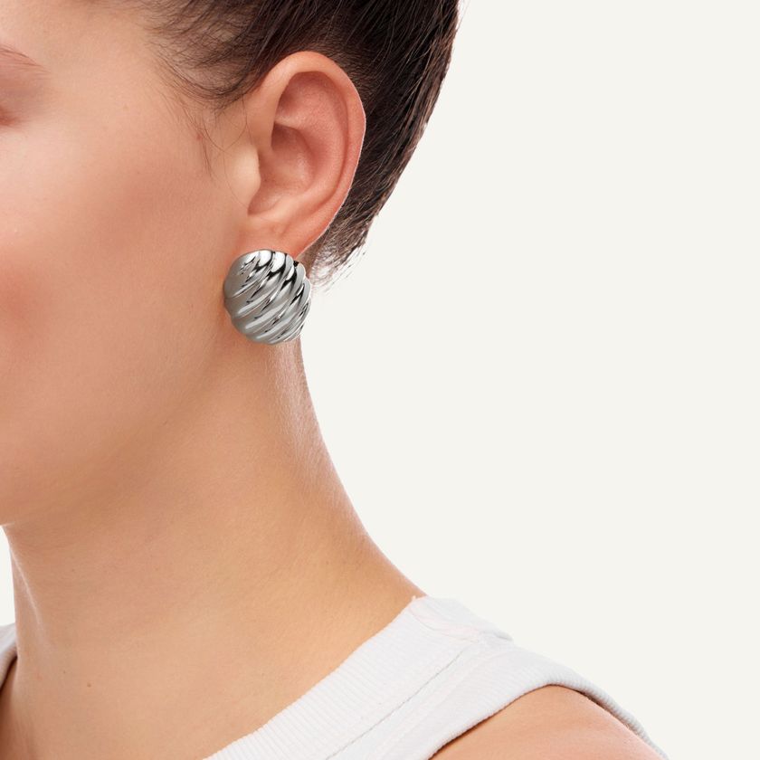 Серьги Изогнутые Дутики – Серебро