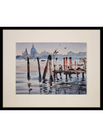 Картина авторская акварельная в паспарту 30х40 см на стену для интерьера "На грани в Венеции"