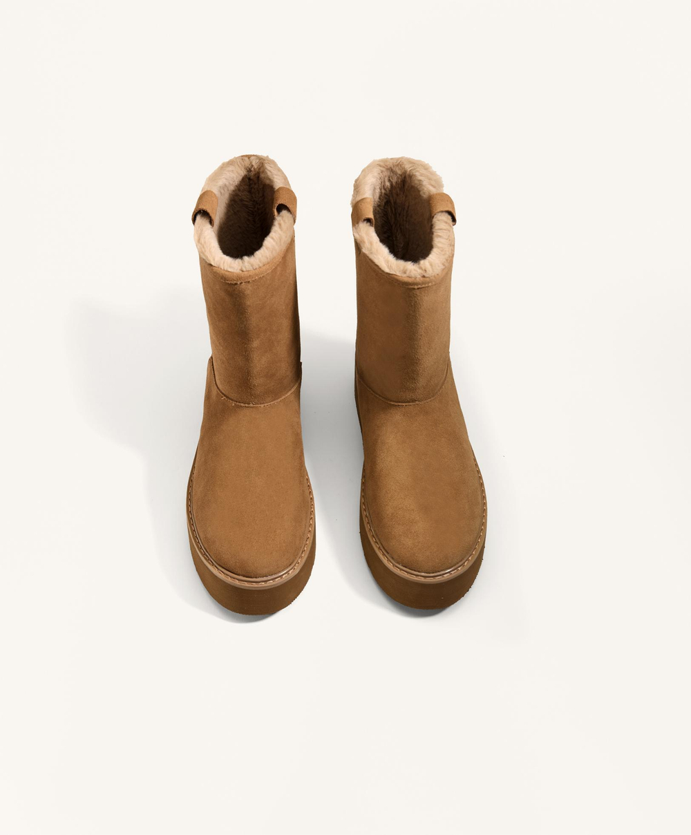 OYSHO Сапоги из спилка на платформе, кротовый