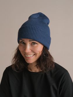 Шапка вязаная зимняя МУЛА (Синий мел)