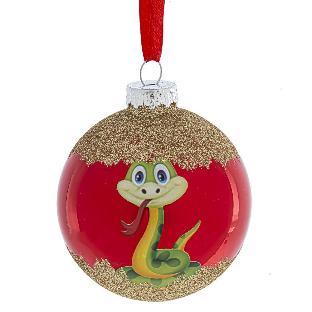 GAEM Украшение новогоднее "Шар со змейкой", D 8 см, L8 W8 H9 см, 3в.