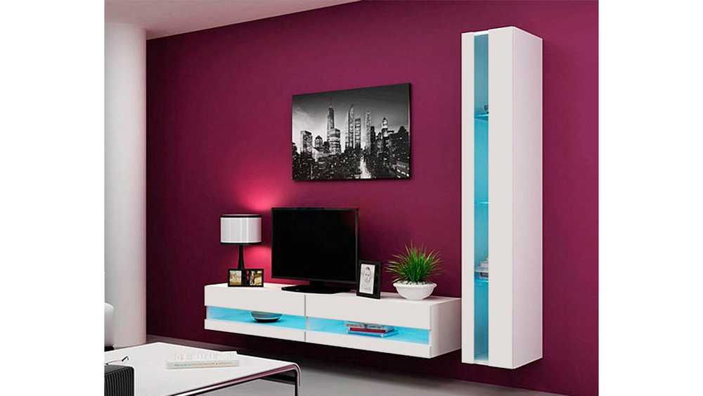 Гостиная Виго нью 8 Белый Фасадный 0101 220*42*180 см, Белый   Фиеста