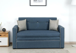 Диван-кровать Вигго, светло-синий / светло-серый, жаккард, выкатной