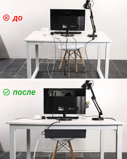 Органайзер для проводов MetaDec Org Simple, держатель для проводов под стол, черный