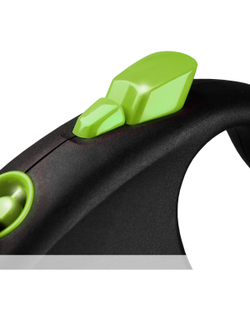 Flexi Black Design рулетка, M (до 25 кг), лента, черный/зеленый, 5м