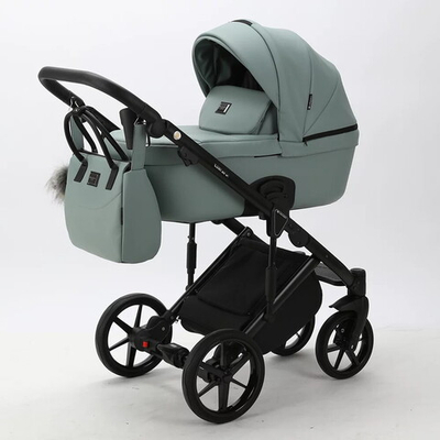 Детская коляска Adamex Lumi Air Deluxe 2 в 1 L-SA20 (СЕРО-ЗЕЛЕНАЯ КОЖА)