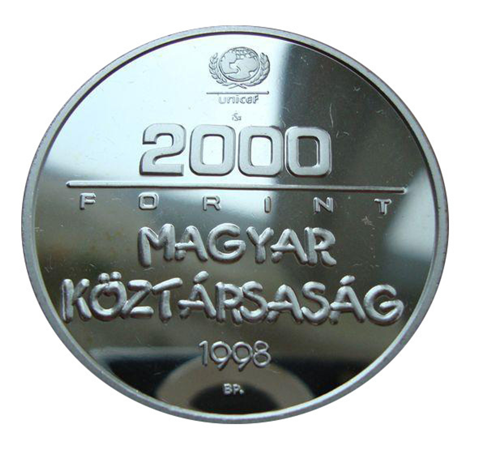 Венгрия 2000 форинтов 1998 ЮНИСЕФ Дети Мира СЕРЕБРО