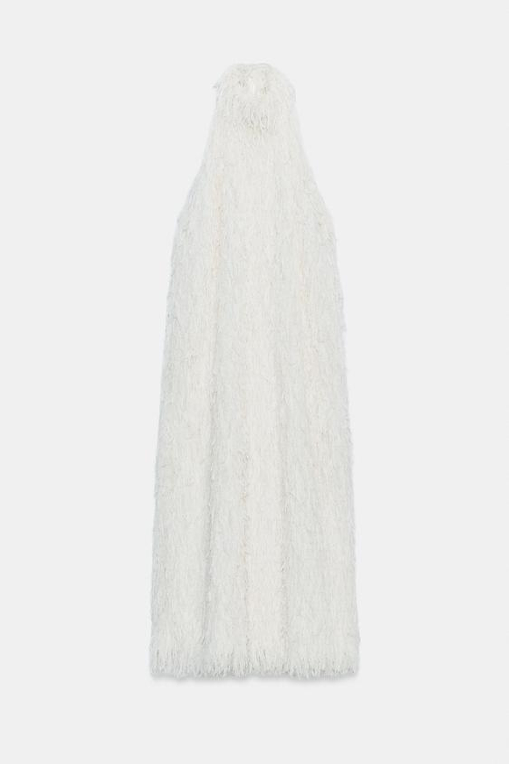 ZARA ПЛАТЬЕ ИЗ КОЛЛЕКЦИИ ZW С ГОРЛОВИНОЙ ХАЛТЕР, БЕЛЫЙ