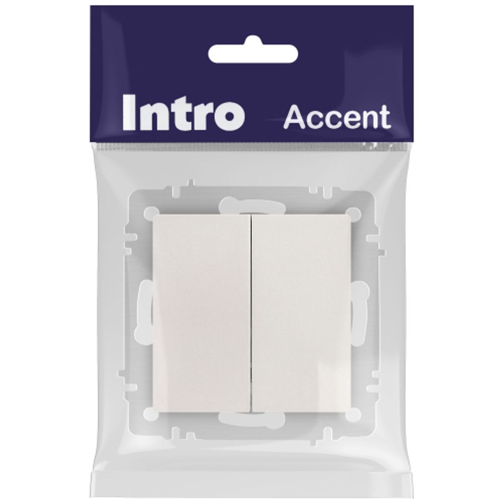 Выключатель Intro Accent 6-104-06 двойной, 10А-250В, IP20, СУ, AL/CU, перламутр