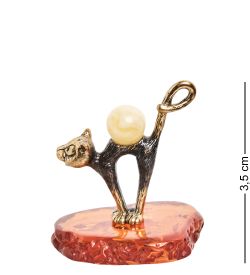 Народные промыслы AM-1030 Фигурка «Кот Мурлыка» (латунь, янтарь)