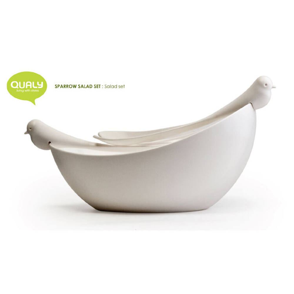 Салатник с ложками sparrow, белый