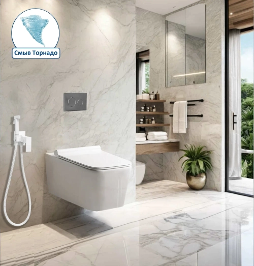 Унитаз VIOLA Aria Tornado подвесной безободковый белый со смывом торнадо Ceruttispa CT10583 (525х365х320)