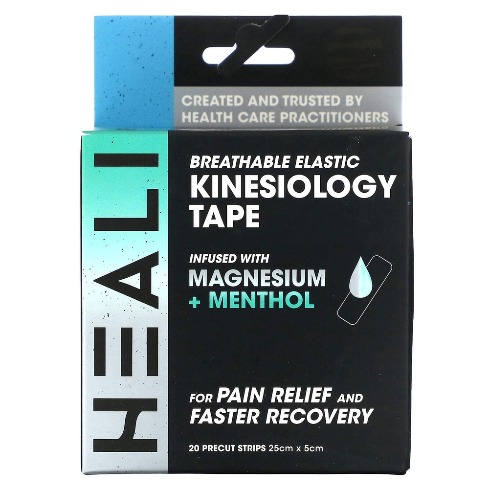 Heali Medical Corp, дышащее эластичное кинезиологическое тейпирование, черная зебра, 20 вырезанных полосок