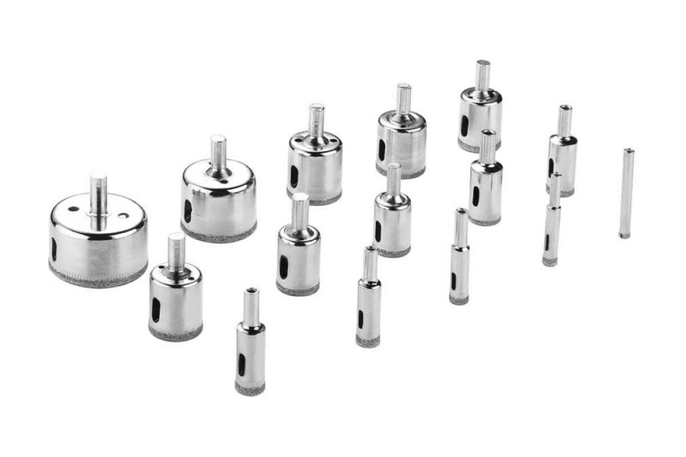 Набор алмазных коронок DHS01 по стеклу и керамике (6-50 мм; 15pcs) DEKO