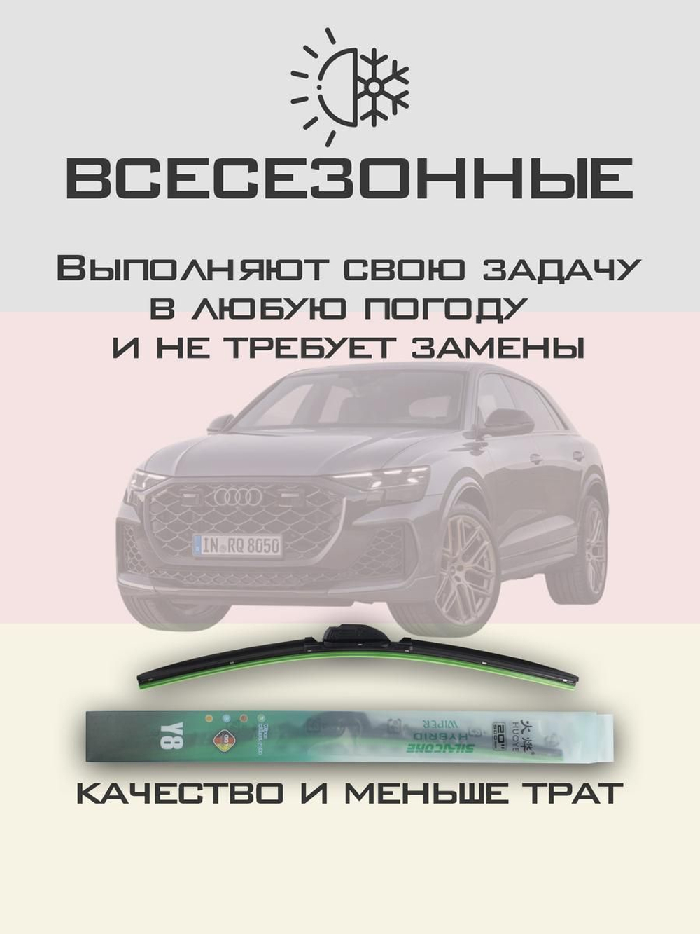 Щетки стеклоочистителя HUOYE Y8 650/500 мм на Audi RSQ8 | Push button