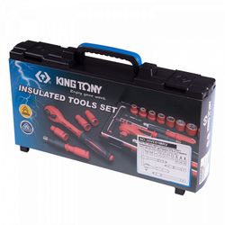 KING TONY (35VE01MRV) Набор торцевых диэлектрических головок с принадлежностями 3/8", шестигранные, 10-19 мм, 14 предметов