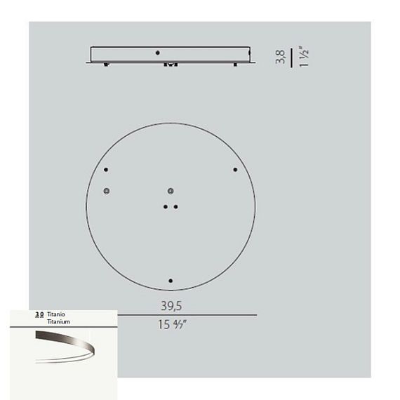 Потолочное крепление для 1 вертикального и 1 горизонтального светильника Panzeri XM03430.552.0002 titanium (Италия)