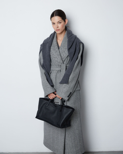 Джемпер из смесового кашемира с круглым вырезом темно-серый