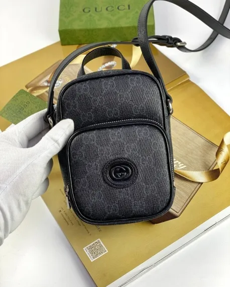 Мини-сумка через плечо Gucci GG Supreme из ткани и кожи