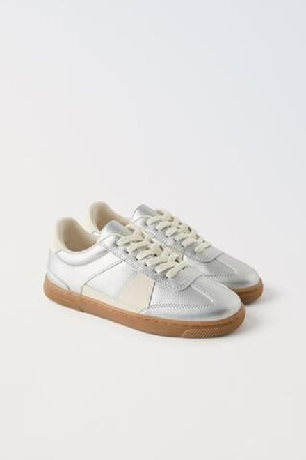 ZARA БЛЕСТЯЩИЕ КЕДЫ, СЕРЕБРИСТЫЙ