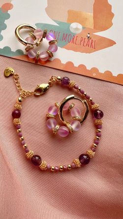 Серьги Лавандовые кольца с фианитами