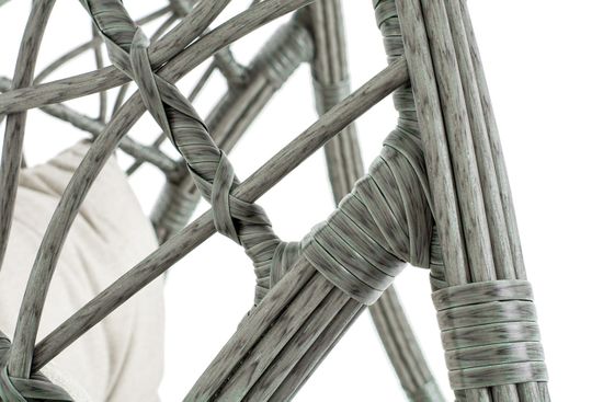 "Венеция" подвесное кресло-кокон из искусственного ротанга, цвет серый с бежевой подушкой