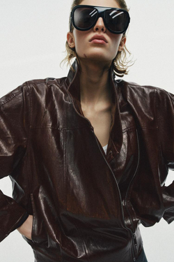 ZARA КУРТКА ИЗ ИСКУССТВЕННОЙ КОЖИ — ZW COLLECTION, БУРГУНДИ