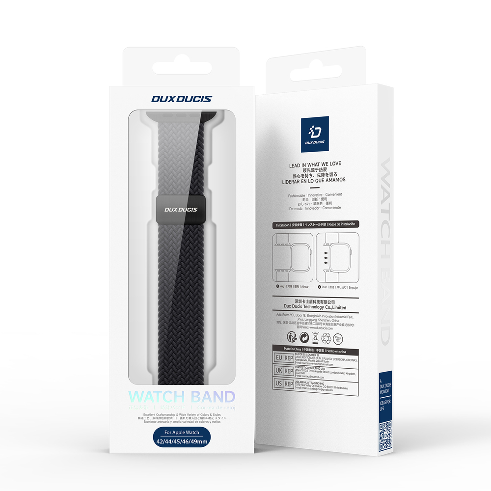 Эластичный ремешок черного цвета (Midnight) для смарт часов Apple Watch размером 42, 44, 45, 46, 49MM, серия Mixture Ultra Series от Dux Ducis