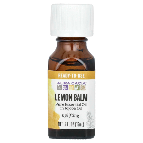 Aura Cacia, Чистое эфирное масло в масле жожоба, мелисса, 15 мл (0,5 жидк. унц.)