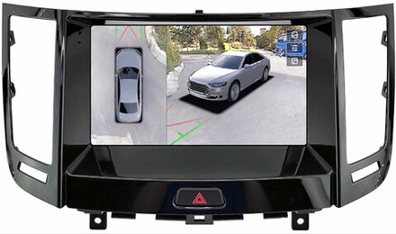 Магнитола для Infiniti FX35, FX37, FX50, FX30D S51 2008-2012, QX70 S51 2013-2018 (рамка тип 1 черный глянец) - Teyes CC3-2K-360 монитор 9.5" 2K QLED на Android 10, 6Гб+128Гб, CarPlay, 4G SIM-слот, 4 камеры в комплекте