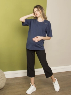 Брюки кюлоты для беременных 3349 т.синий