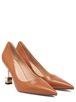 Женские кожаные рыжие туфли с авторским квадратным каблуком