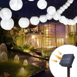 Гирлянда для улицы «Светящийся шар» 3 м 10 ламп LED (d=7,5 см) прозр.пров, 8 реж.,IP-54, Белый (солнечная батарея)