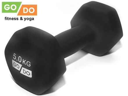 Гантель GO DO в виниловой матовой неопреновой оболочке. Вес 5 кг.  (Чёрный)