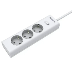 Сетевой фильтр удлинитель Philips CHP2135WB/51 с тремя стандартными розетками EU, с заземлением и защитой от перегрузок, 3 м, белый
