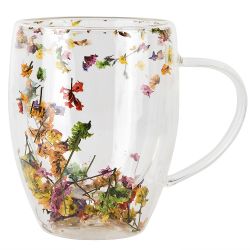 Кружка с двойными стенками и декором внутри v=350мл (боросиликатное стекло) (подарочная упаковка)