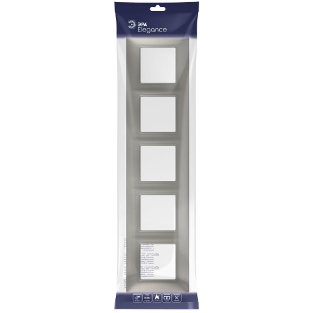 Рамка для розеток и выключателей ЭРА Elegance 14-5005-16 на 5 постов, титан